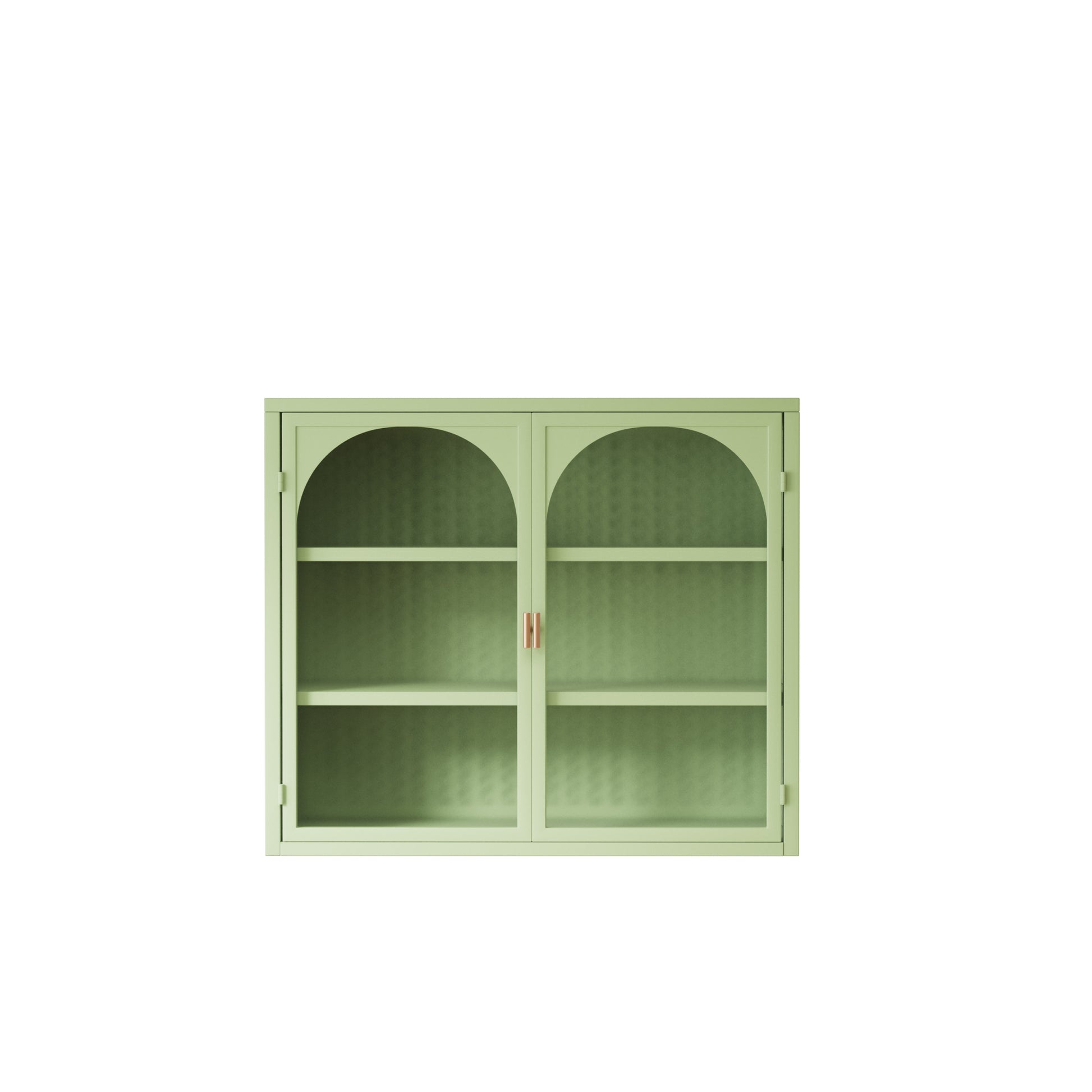 27.56"Glass Doors Modern Two Door Wall Cabinet With Featuring Three Tier Storage For Entryway Living Room Bathroom Dining Room,Wall Cabinet With Characteristic Woven Pattern,Green Green Metal