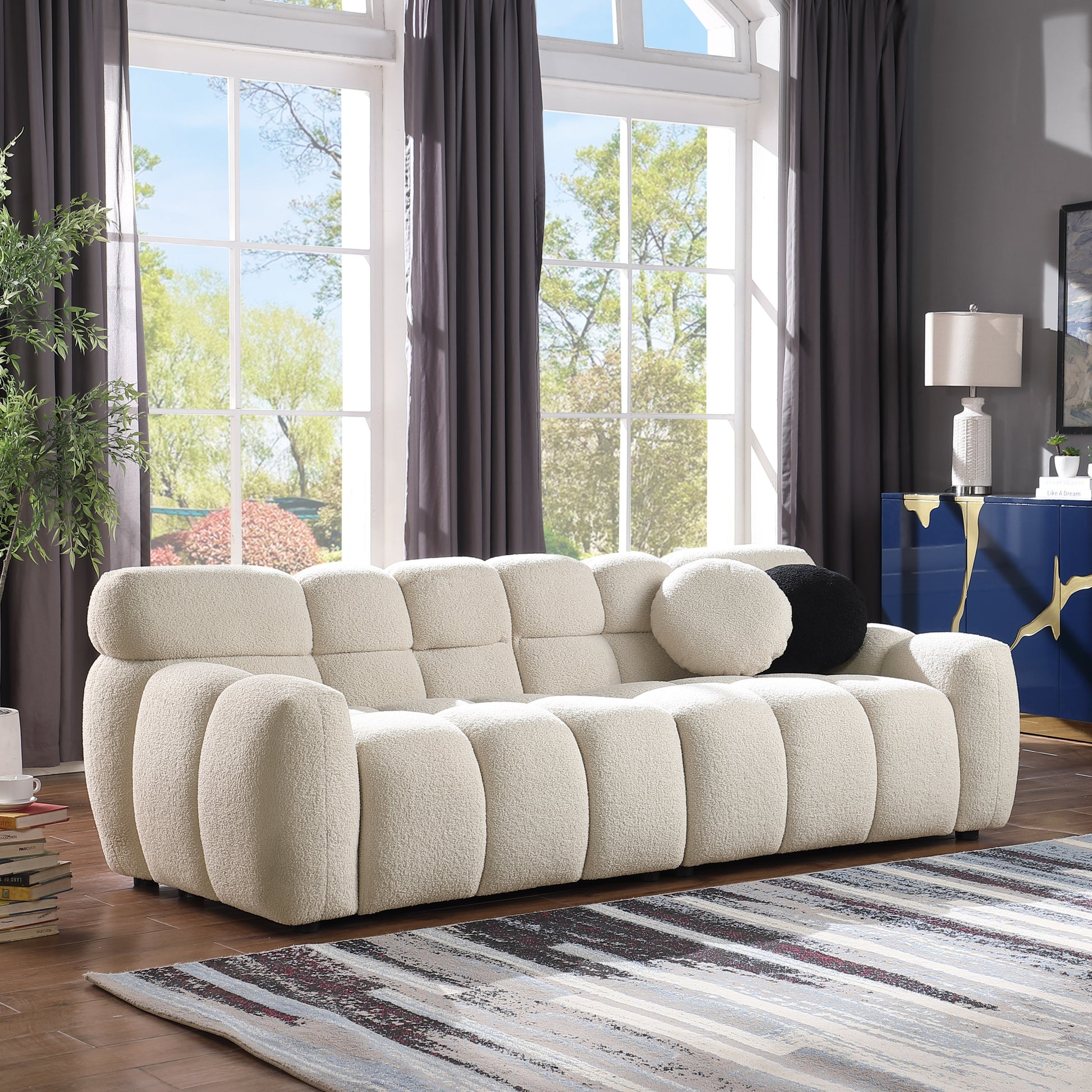 Sofa And Seater ,Human Body Structure For Usa People, Marshmallow Sofa,Boucle Sofa ,Beige Boucle Beige Light Brown Wood Primary Living Space Medium Soft Split Back Eucalyptus Rolled Arms Boucle 5 Seat