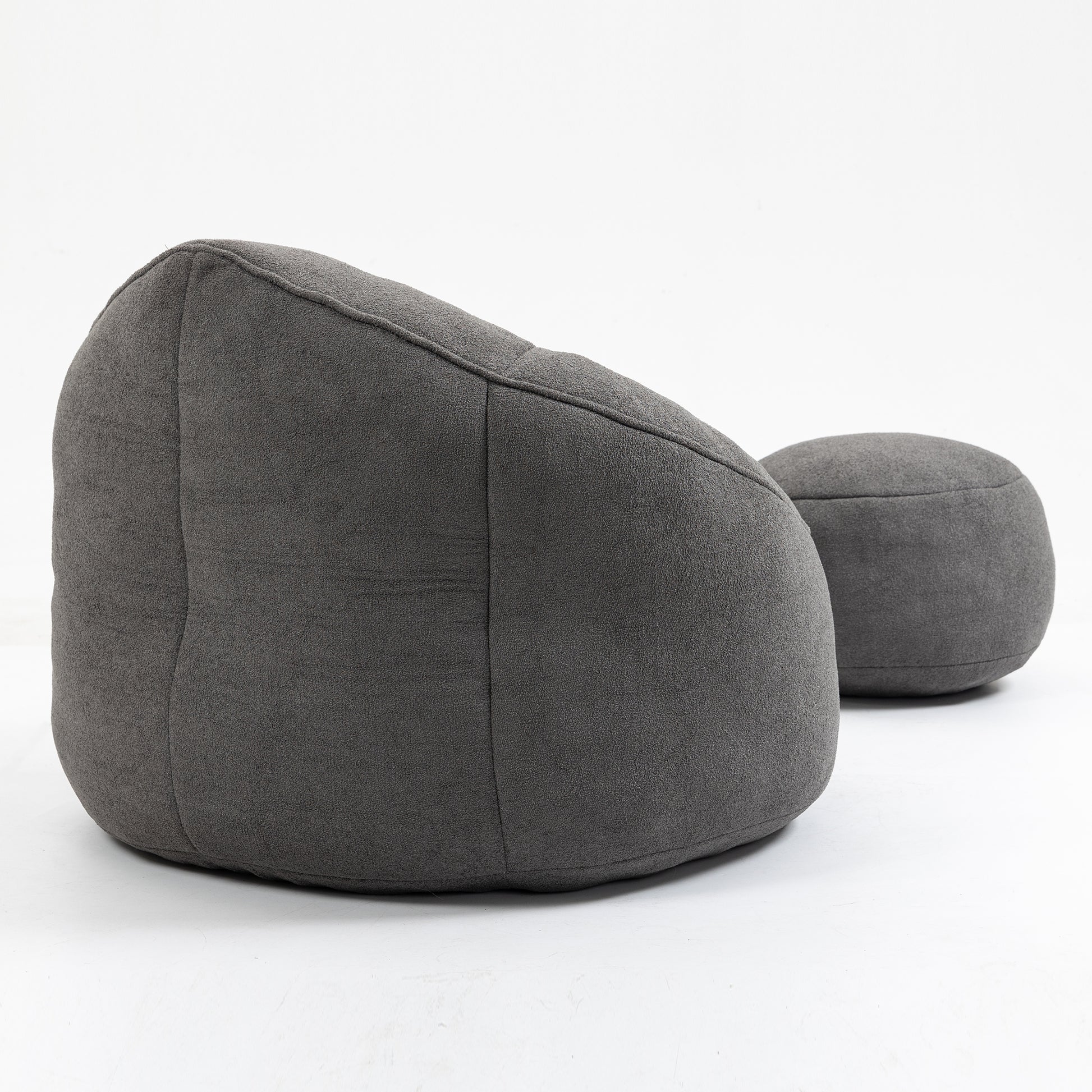Bedding Bean Bag Sofa Chair High Pressure Foam Bean Bag Chair Adult Material With Padded Foam Padding Compressed Bean Bag With Footrest Grey Microfiber