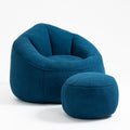 Bedding Bean Bag Sofa Chair High Pressure Foam Bean Bag Chair Adult Material With Padded Foam Padding Compressed Bean Bag With Footrest Blue Microfiber