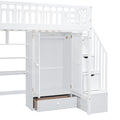 Twin Size Loft Bed With Bookshelf,Drawers,Desk,And Wardrobe White Twin White Solid Wood Mdf