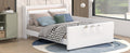 Full Size Upholstered Platform Bed With Guardrail, Storage Headboard And Footboard, Beige Box Spring Not Required Full Beige Wood Faux Leather Upholstered