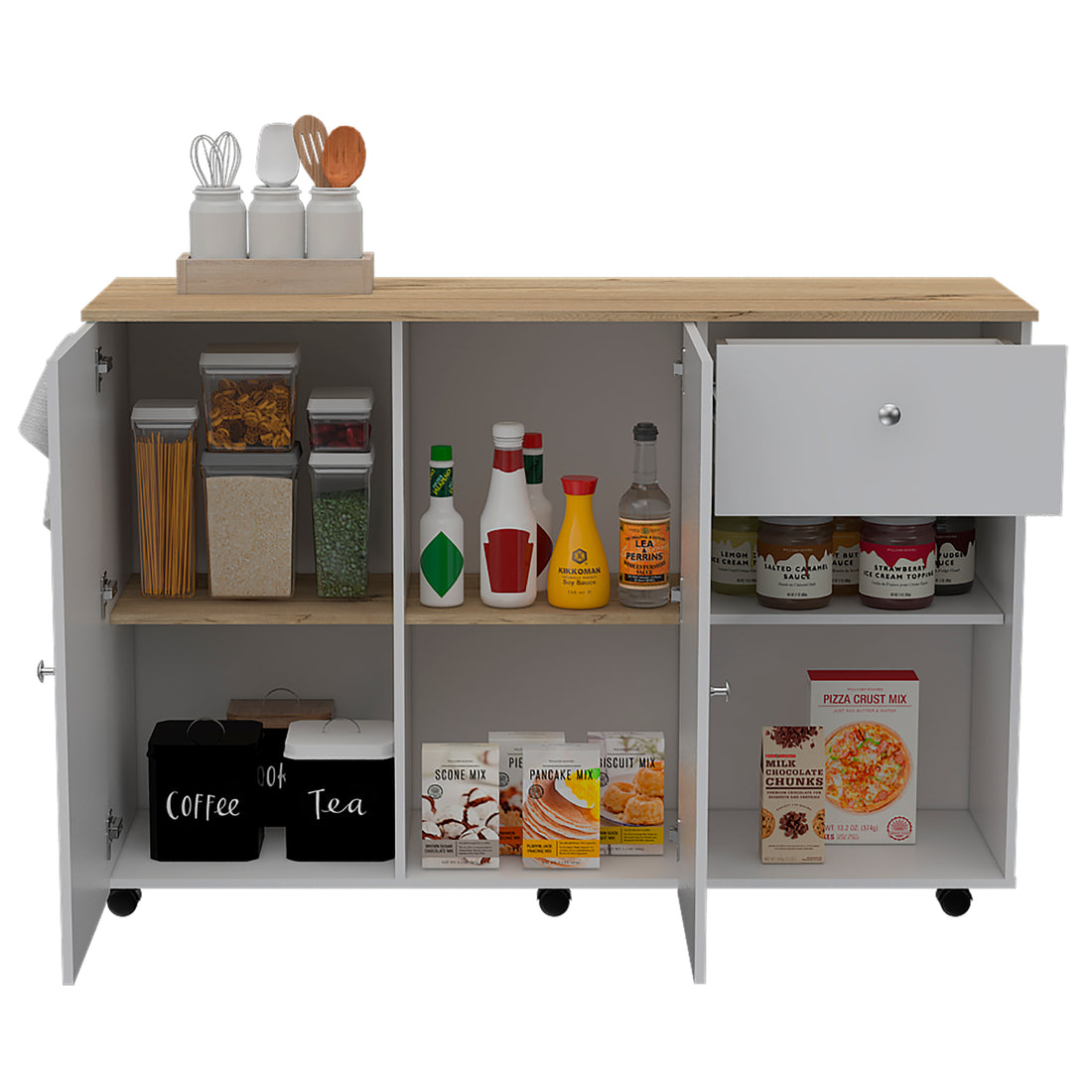 Kitchen Island Cart Indiana, Kitchen, White Light Oak White Light Oak Particle Board Particle Board