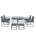 9 Pieces Patio Dining Sets Outdoor Space Saving Rattan Chairs With Glass Table Top Grey Wicker Dark Grey Cushion Yes Dining Set Grey Rust Resistant Frame Mildew Resistant Cushion Garden & Outdoor Modern Multiple Chairs Seating Group Fiber Foam Pads