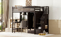 Twin Size Loft Bed With Bookshelf,Drawers,Desk,And Wardrobe Espresso Twin Espresso Solid Wood Mdf