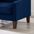 Modern Armchair, Living Room Single Seat Sofa Chair With Wooden Legs, Upholstered Velvet Accent Chair For Living Room, Bedroom,Navy Navy Espresso Velvet Wood Primary Living Space Medium Soft Cushion Back American Design Rubberwood Square Arms Foam Velvet