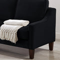 Modern 3 Person Seat Sofa Couch With Scooped Armrest Wood Legs,Upholstered Velvet 3 Seat Sofa With Removable Cushions For Livingroom Bedroom,Black Black Espresso Velvet Wood Primary Living Space Medium Soft Cushion Back American Design Rubberwood Square