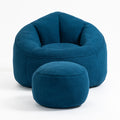 Bedding Bean Bag Sofa Chair High Pressure Foam Bean Bag Chair Adult Material With Padded Foam Padding Compressed Bean Bag With Footrest Blue Microfiber