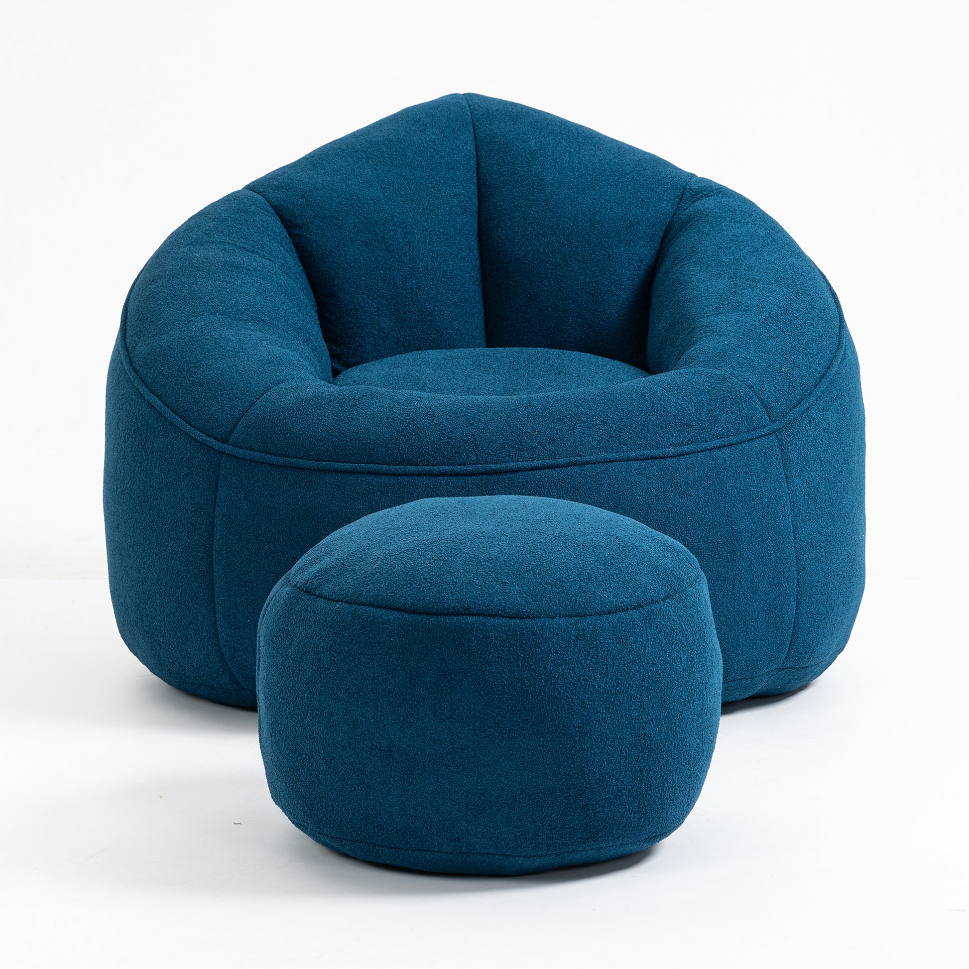 Bedding Bean Bag Sofa Chair High Pressure Foam Bean Bag Chair Adult Material With Padded Foam Padding Compressed Bean Bag With Footrest Blue Microfiber