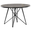 Black Stain And Gunmetal Round Dining Table With Butterfly Metal Base Black Gray Dining Room Industrial Ash Round Kitchen & Dining Tables Wood Hairpin