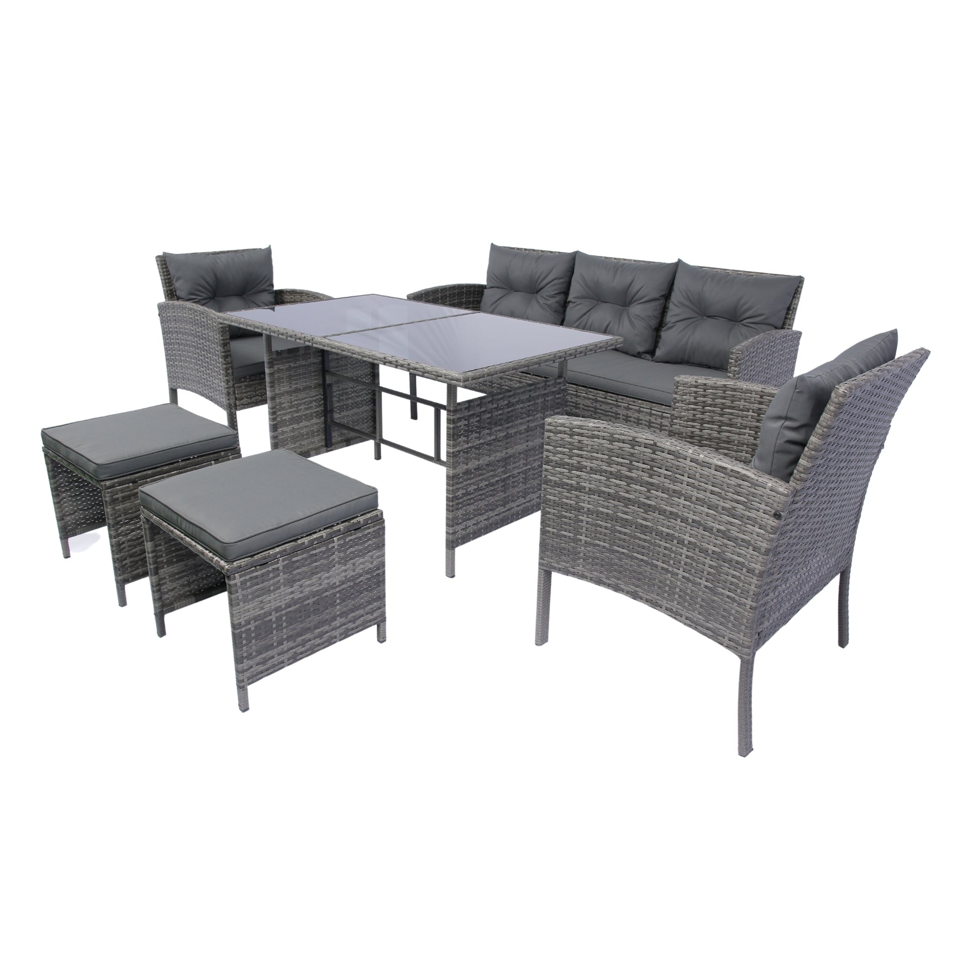 6 Piece Patio Wicker Sectional Set Patio Backyard Conversation Set Grey Wicker Dark Grey Cushion Yes Complete Patio Set Grey Rust Resistant Frame Mildew Resistant Cushion Garden & Outdoor Classic,Modern Multiple Chairs Seating Group Fiber Foam Pads