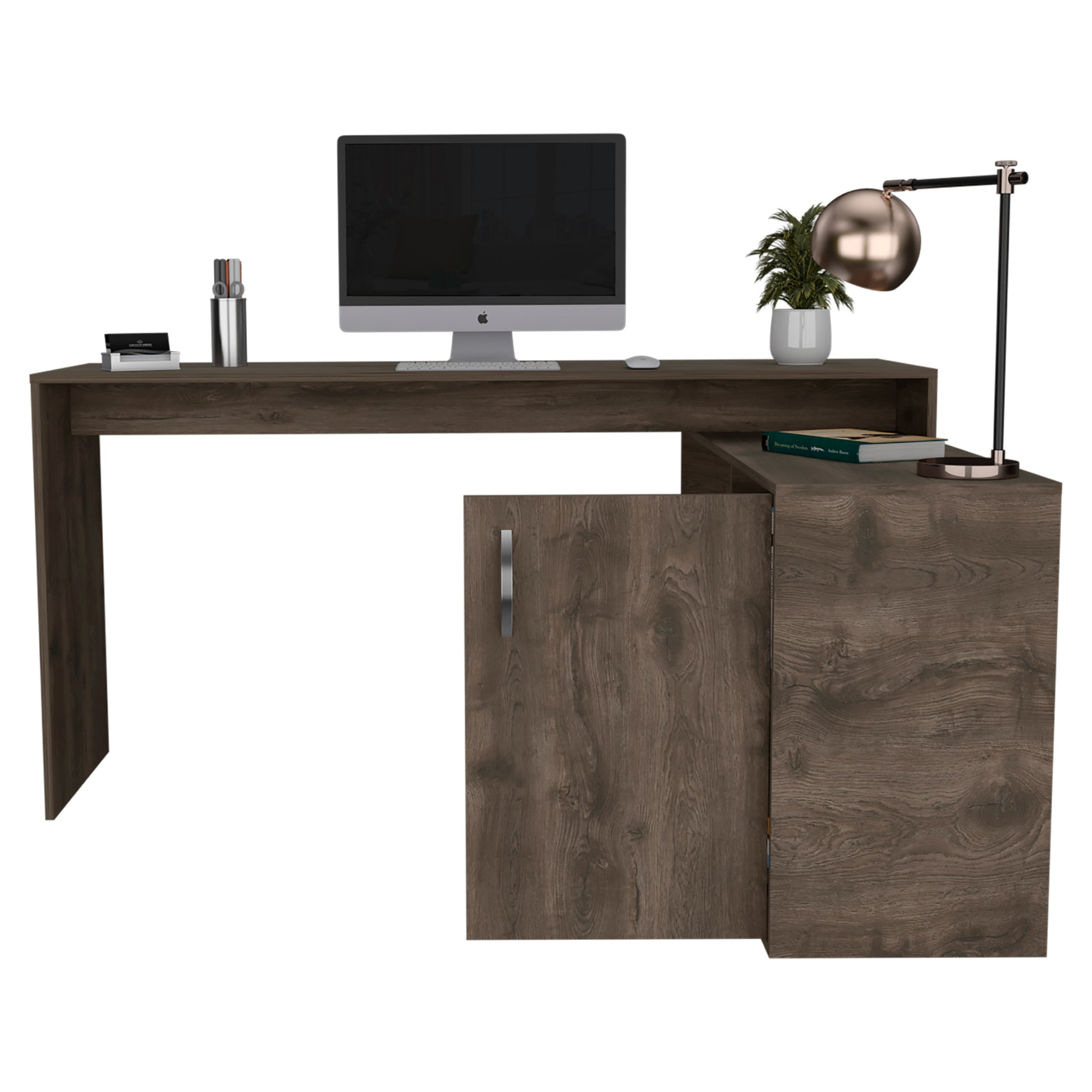 L Shaped Desk Desti, Office, Dark Brown Dark Brown Particle Board Particle Board