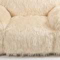 Bean Bag Chair Lazy Sofa Bean Bag Chair Adult, Teen High Density Foam Padded Modern Accent Chair Comfortable Living Room, Bedroom Chair Beige Faux Fur