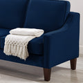 Modern 3 Person Seat Sofa Couch With Scooped Armrest Wood Legs,Upholstered Velvet 3 Seat Sofa With Removable Cushions For Livingrooom Bedroom,Navy Navy Espresso Velvet Wood Primary Living Space Medium Soft Cushion Back American Design Rubberwood Square