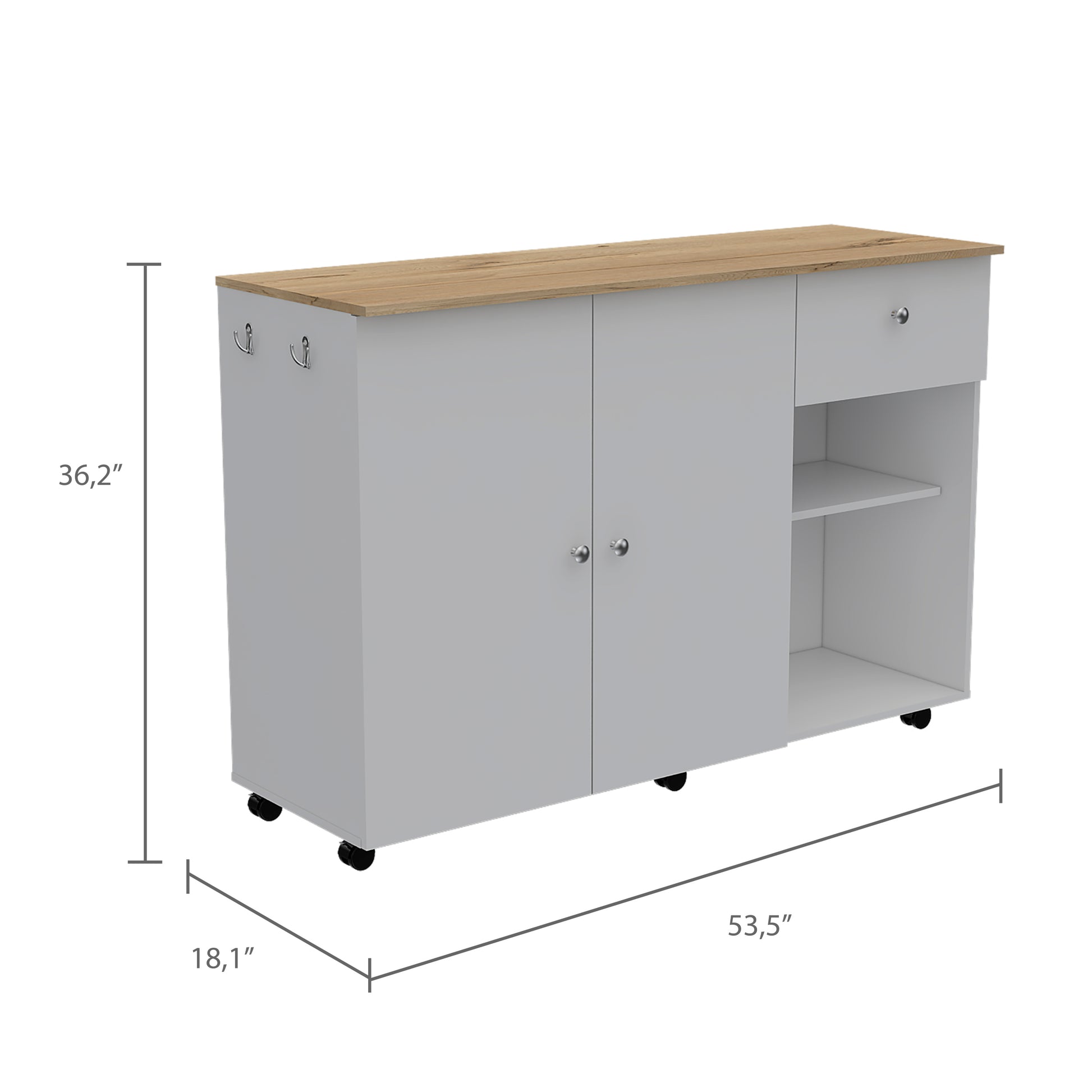 Kitchen Island Cart Indiana, Kitchen, White Light Oak White Light Oak Particle Board Particle Board