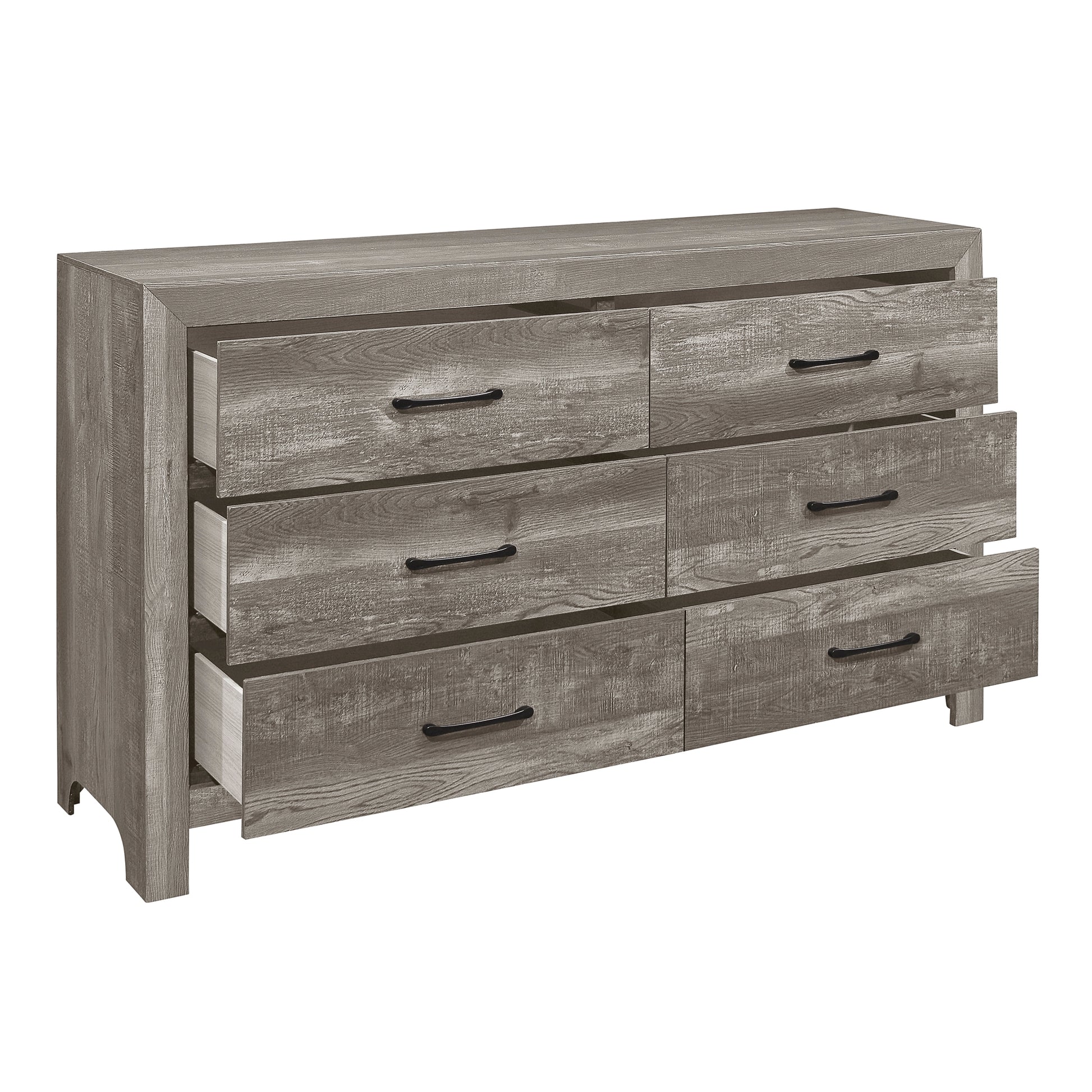 Modern Rustic Style Gray Finish 1Pc Dresser Of 6X Drawers Bedroom Wooden Furniture Gray Bedroom Rustic,Transitional Wood