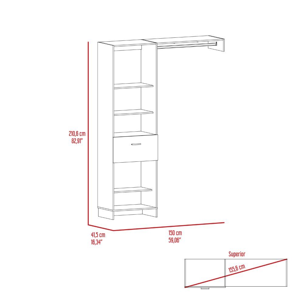 150 Closet System British, Bedroom, White White Particle Board Particle Board