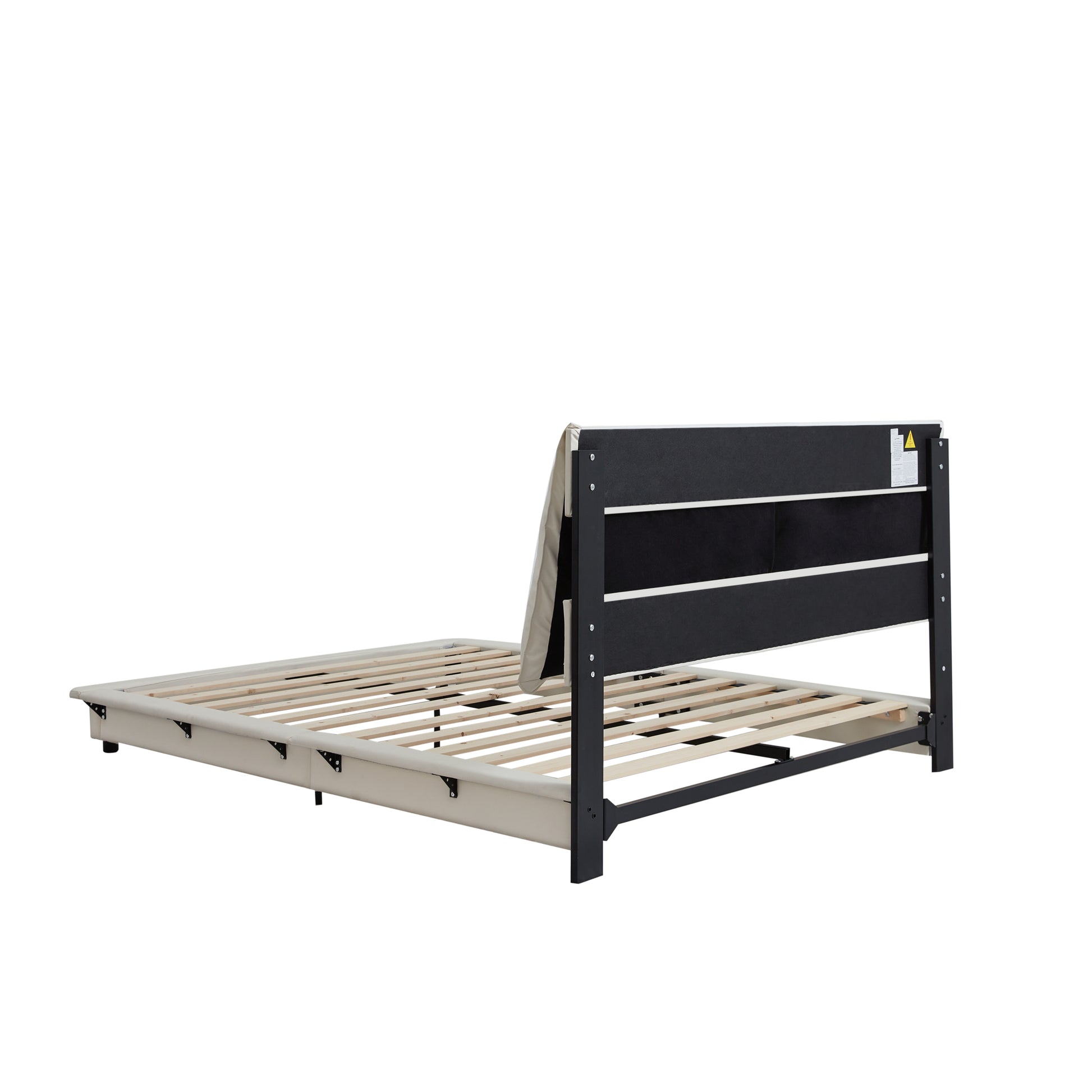Full Size Upholstered Platform Bed With Sensor Light And Ergonomic Design Backrests, White White Upholstered