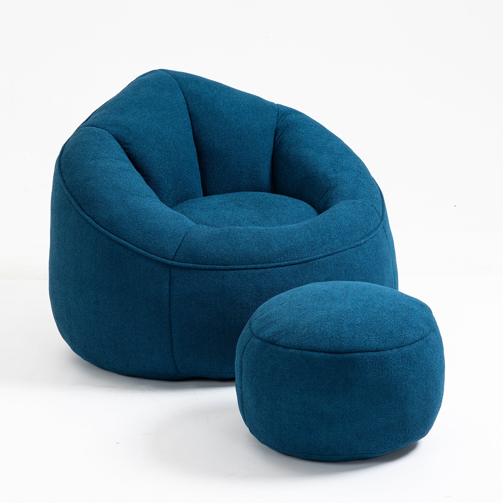 Bedding Bean Bag Sofa Chair High Pressure Foam Bean Bag Chair Adult Material With Padded Foam Padding Compressed Bean Bag With Footrest Blue Microfiber