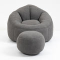 Bedding Bean Bag Sofa Chair High Pressure Foam Bean Bag Chair Adult Material With Padded Foam Padding Compressed Bean Bag With Footrest Grey Microfiber
