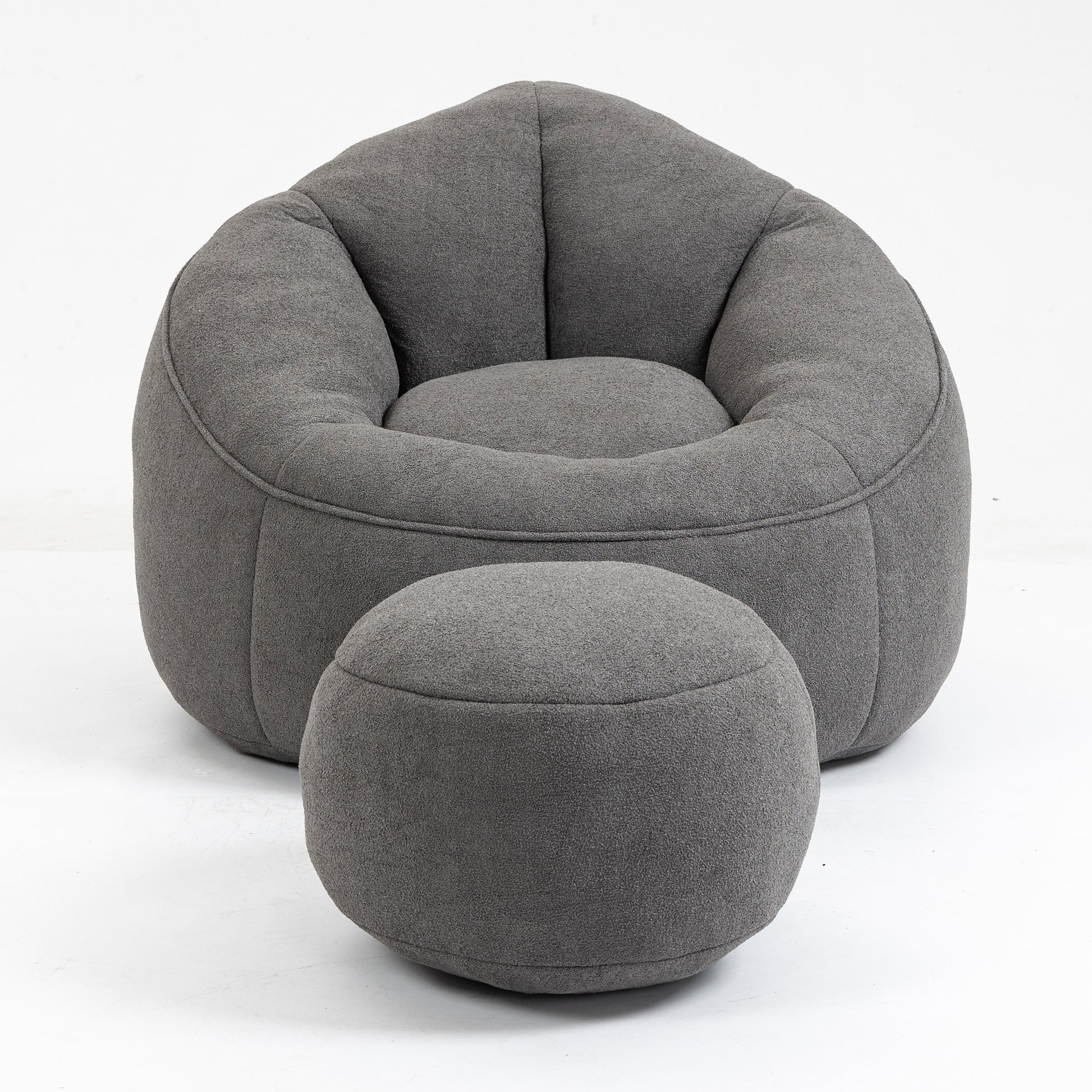 Bedding Bean Bag Sofa Chair High Pressure Foam Bean Bag Chair Adult Material With Padded Foam Padding Compressed Bean Bag With Footrest Grey Microfiber