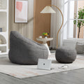 Bedding Bean Bag Sofa Chair High Pressure Foam Bean Bag Chair Adult Material With Padded Foam Padding Compressed Bean Bag With Footrest Grey Microfiber