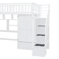 Twin Size Loft Bed With Bookshelf,Drawers,Desk,And Wardrobe White Twin White Solid Wood Mdf