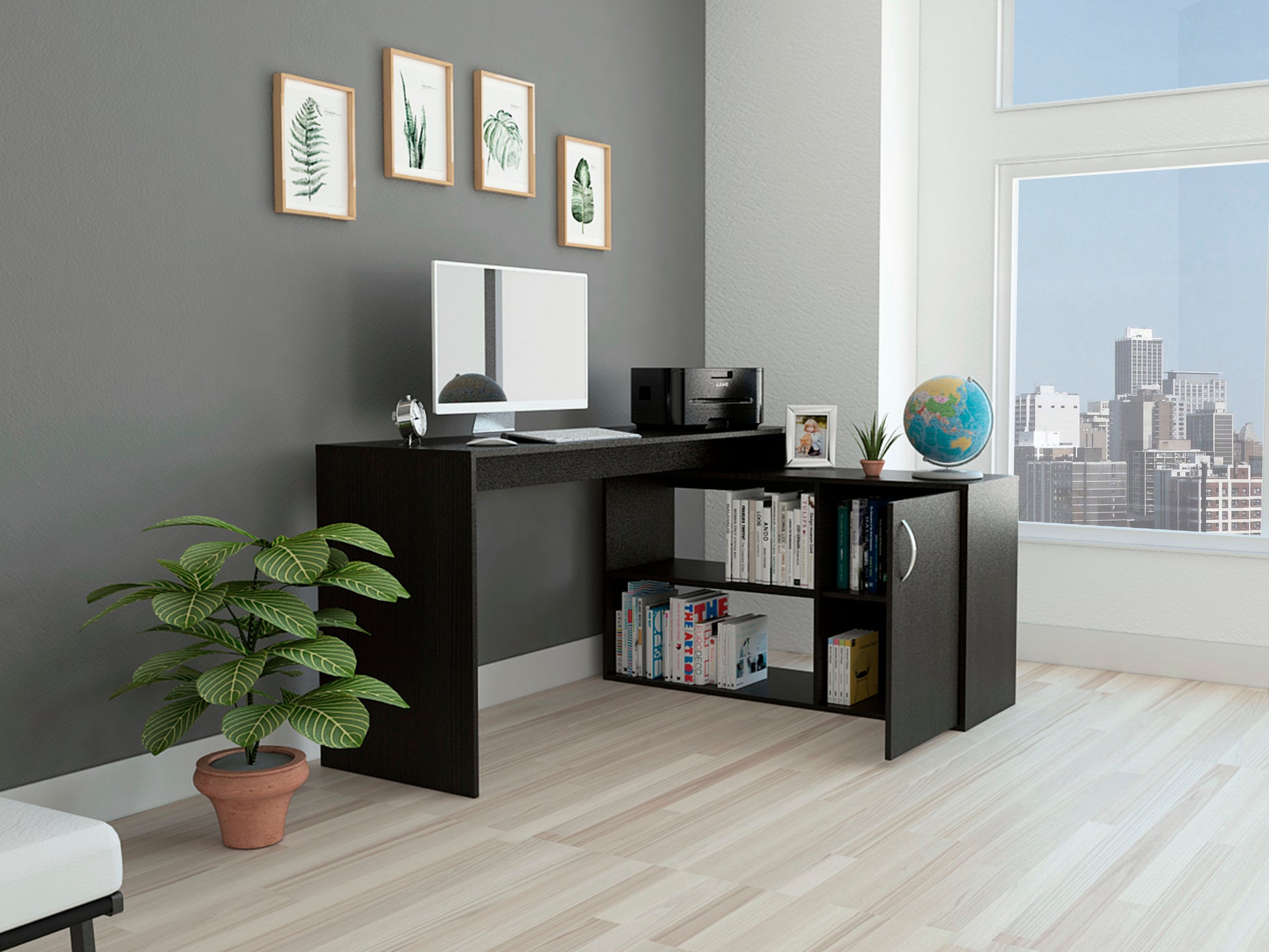 L Shaped Desk Desti, Office, Black Black Particle Board Particle Board