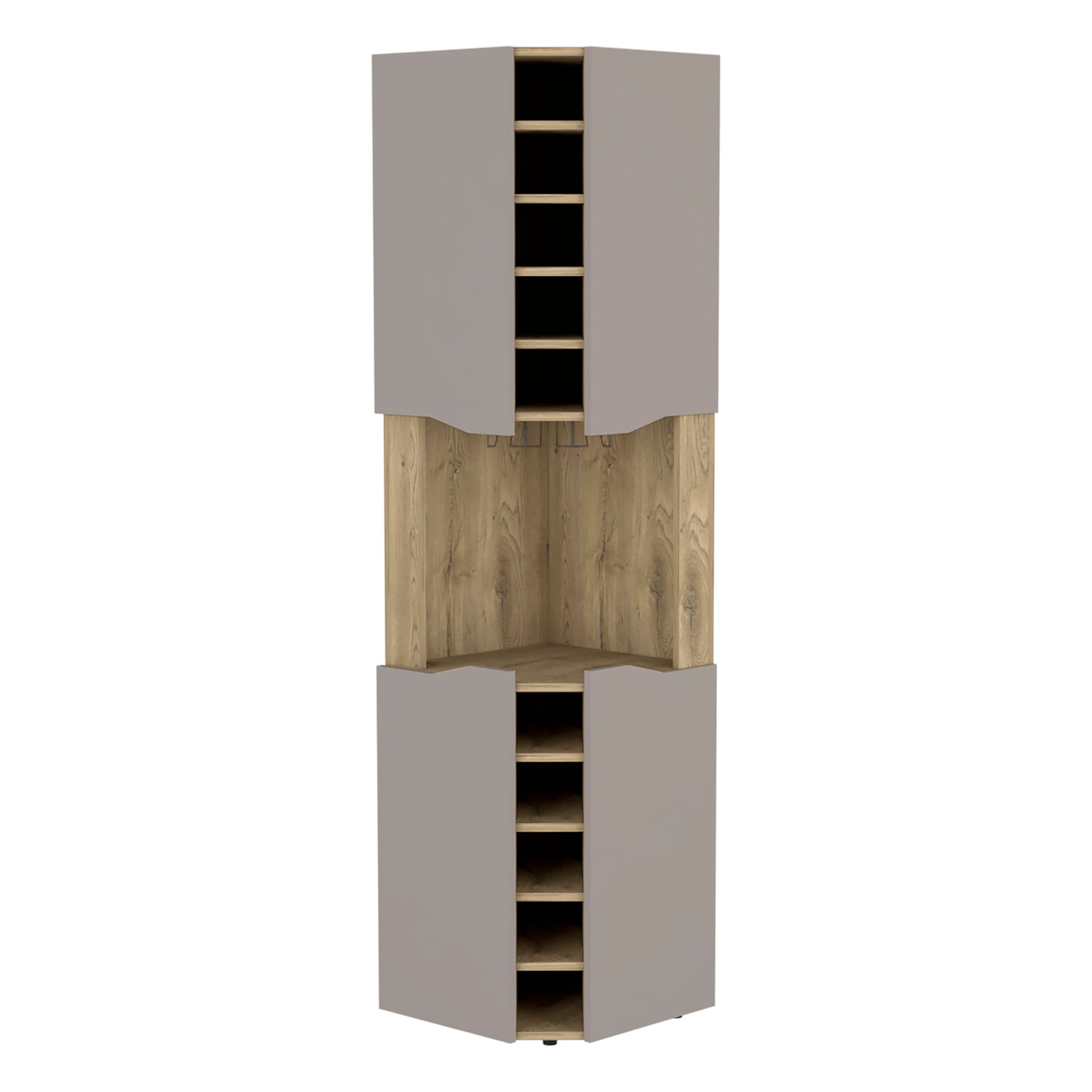 Corner Bar Cabinet Bell, Living Room, Aged Oak Taupe Taupe Particle Board Particle Board