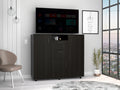 Double Door Cabinet Dresser Quizz, Bedroom, Black Black Particle Board Particle Board