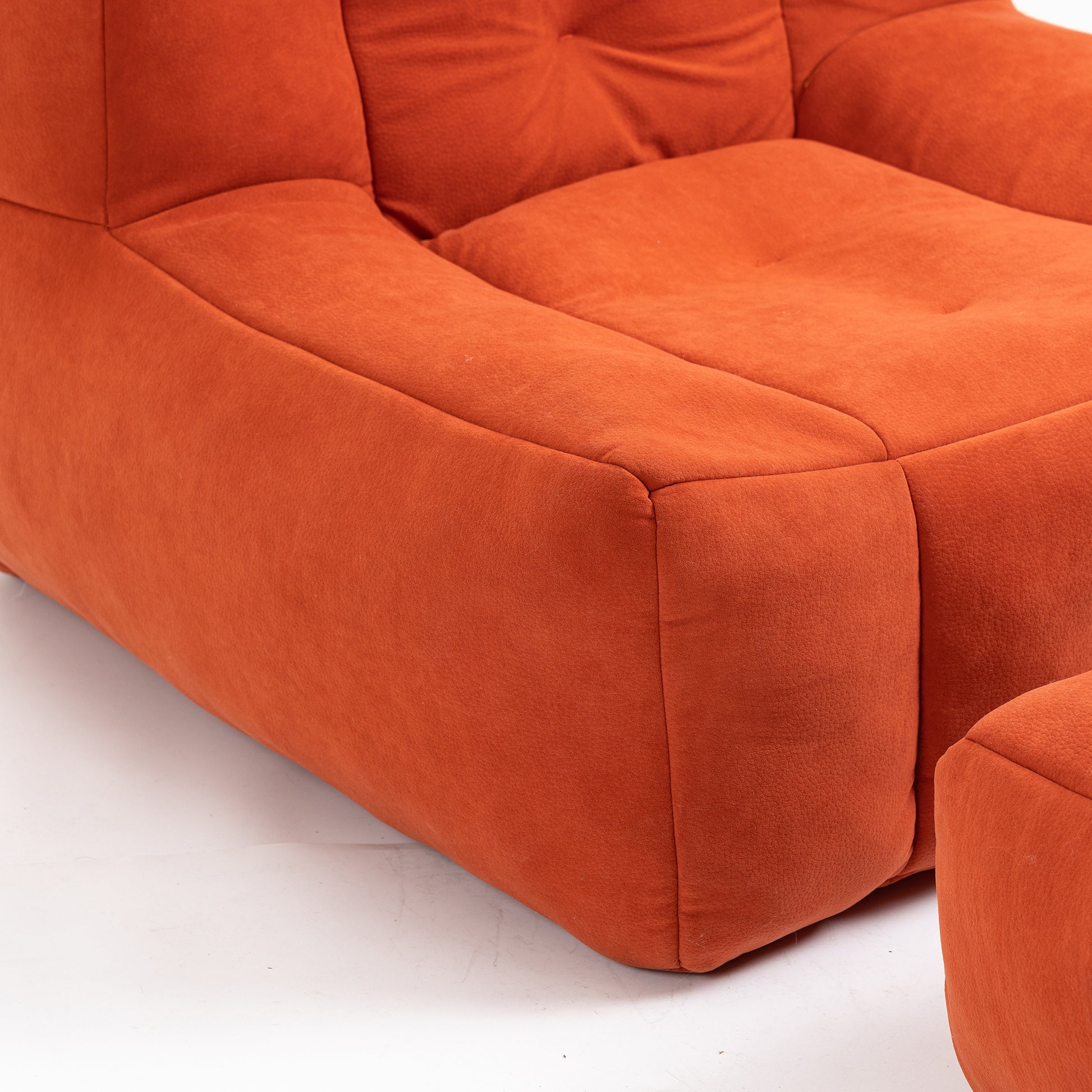 Fluffy Bean Bag Chair, Comfortable Bean Bag For Adults And Children, Super Soft Lazy Sofa Chair With Memory Foam And Ottoman, Indoor Modern Focus Bean Bag Chair For Living Room, Bedroom, Apartment Red Velvet