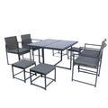 9 Pieces Patio Dining Sets Outdoor Space Saving Rattan Chairs With Glass Table Top Grey Wicker Dark Grey Cushion Yes Dining Set Grey Rust Resistant Frame Mildew Resistant Cushion Garden & Outdoor Modern Multiple Chairs Seating Group Fiber Foam Pads