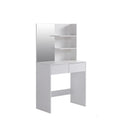 Vanity Desk With Mirror, Dressing Table With 2 Drawers, White Color Antique White Particle Board