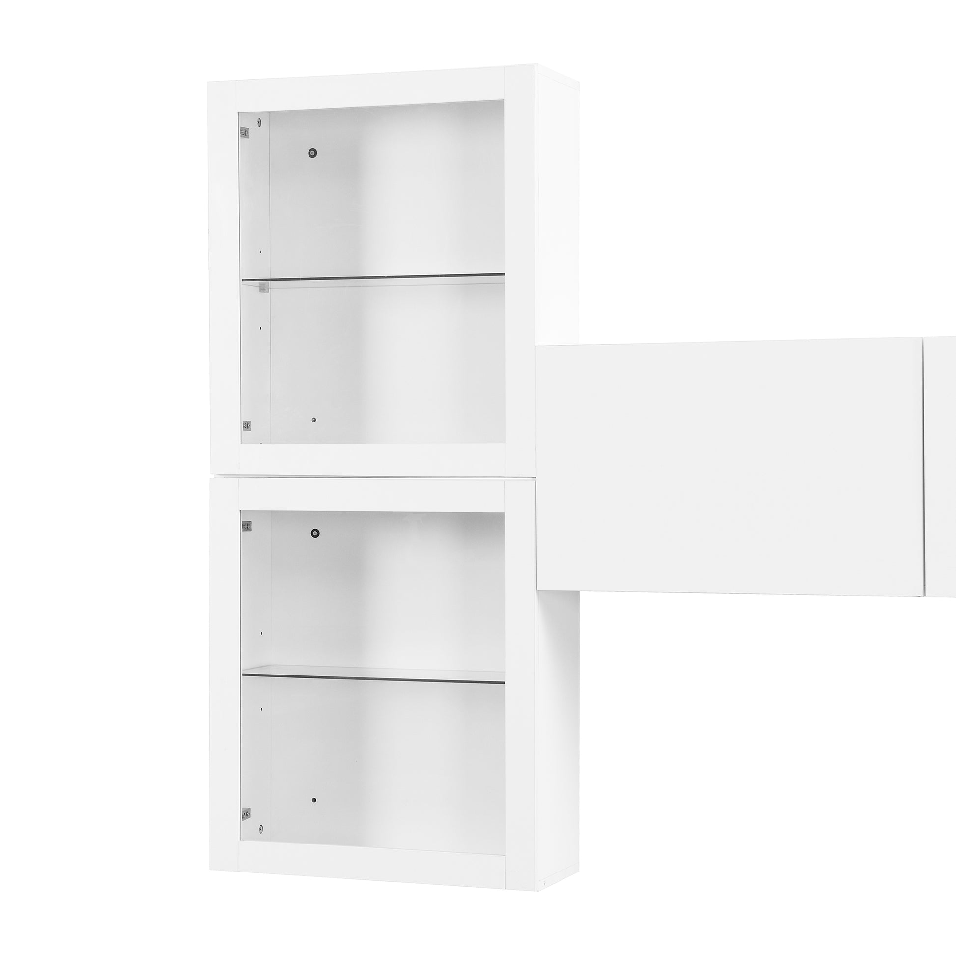 High Gloss Tv Stand With Large Storage Space, Media Console For Tvs Up To 78", Versatile Entertainment Center With Wall Mounted Floating Storage Cabinets For Living Room, White White Primary Living Space 70 79 Inches 70 79 Inches Mdf