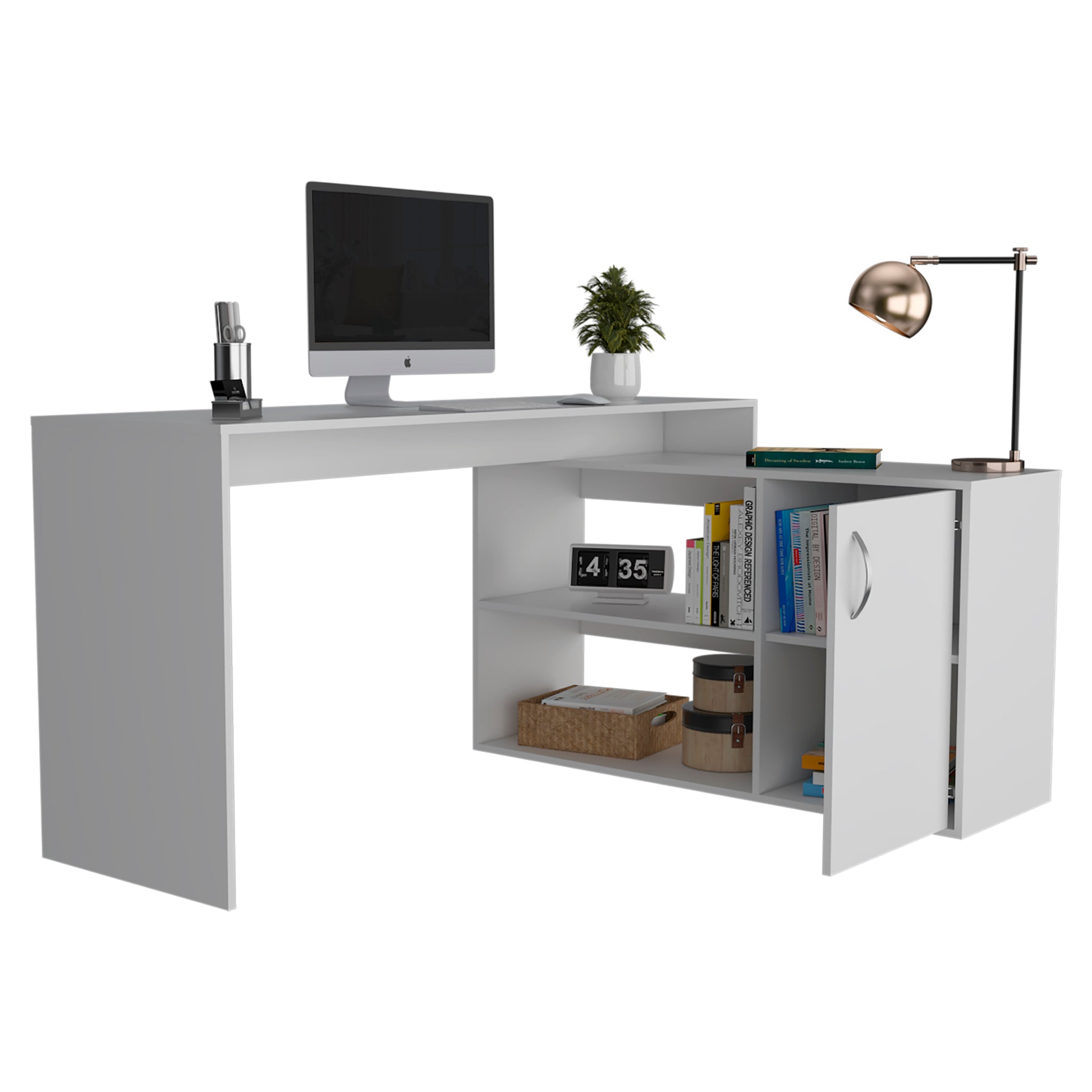 L Shaped Desk Desti, Office, White White Particle Board Particle Board