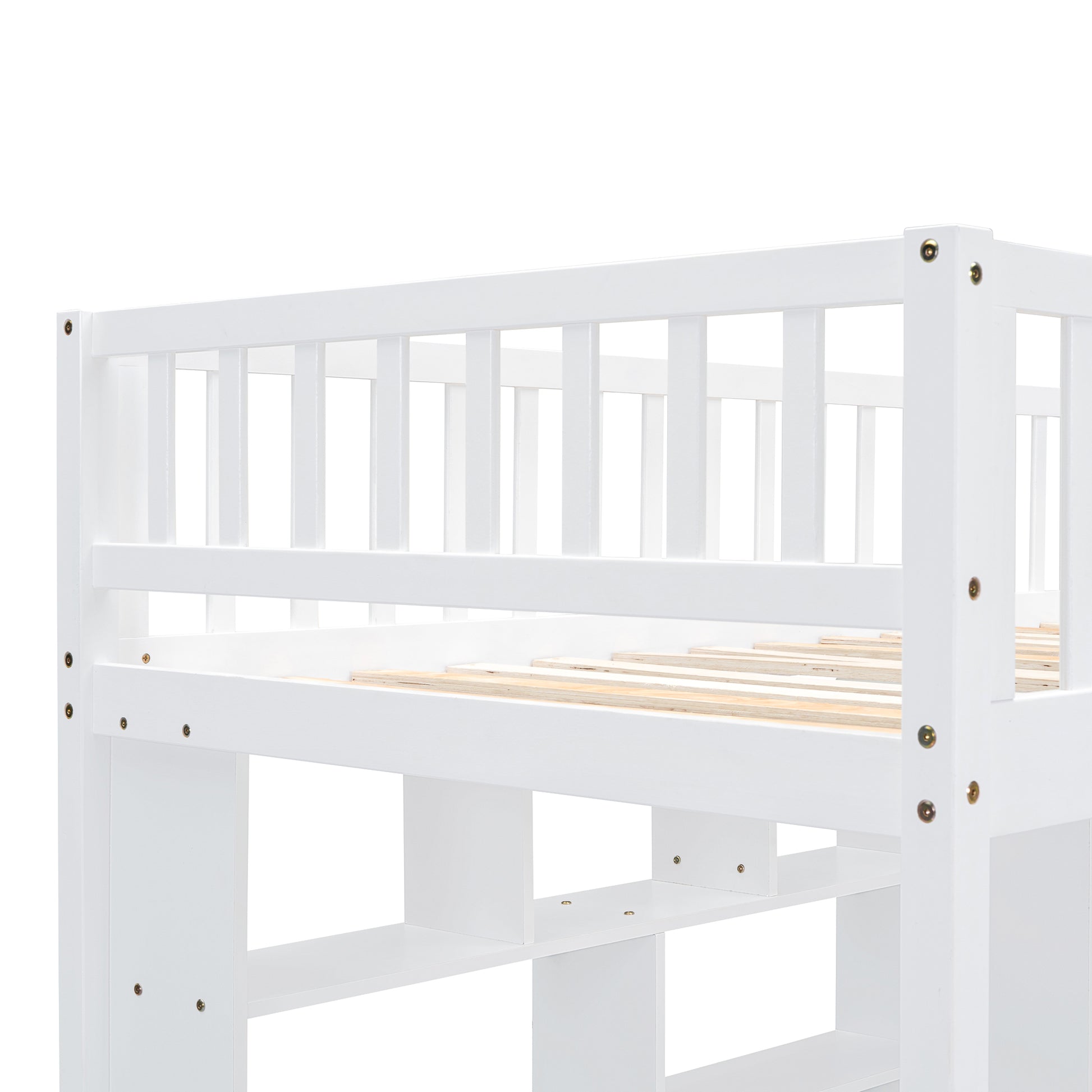 Twin Size Loft Bed With Bookshelf,Drawers,Desk,And Wardrobe White Twin White Solid Wood Mdf