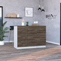 Kitchen Island Metask, Kitchen, White Dark Walnut Multicolor Particle Board Particle Board