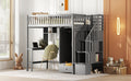 Twin Size Loft Bed With Bookshelf,Drawers,Desk,And Wardrobe Gray Twin Gray Solid Wood Mdf