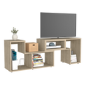 Extendable Tv Stand Houston, Living Room, Light Pine Beige 50 59 Inches Particle Board Particle Board