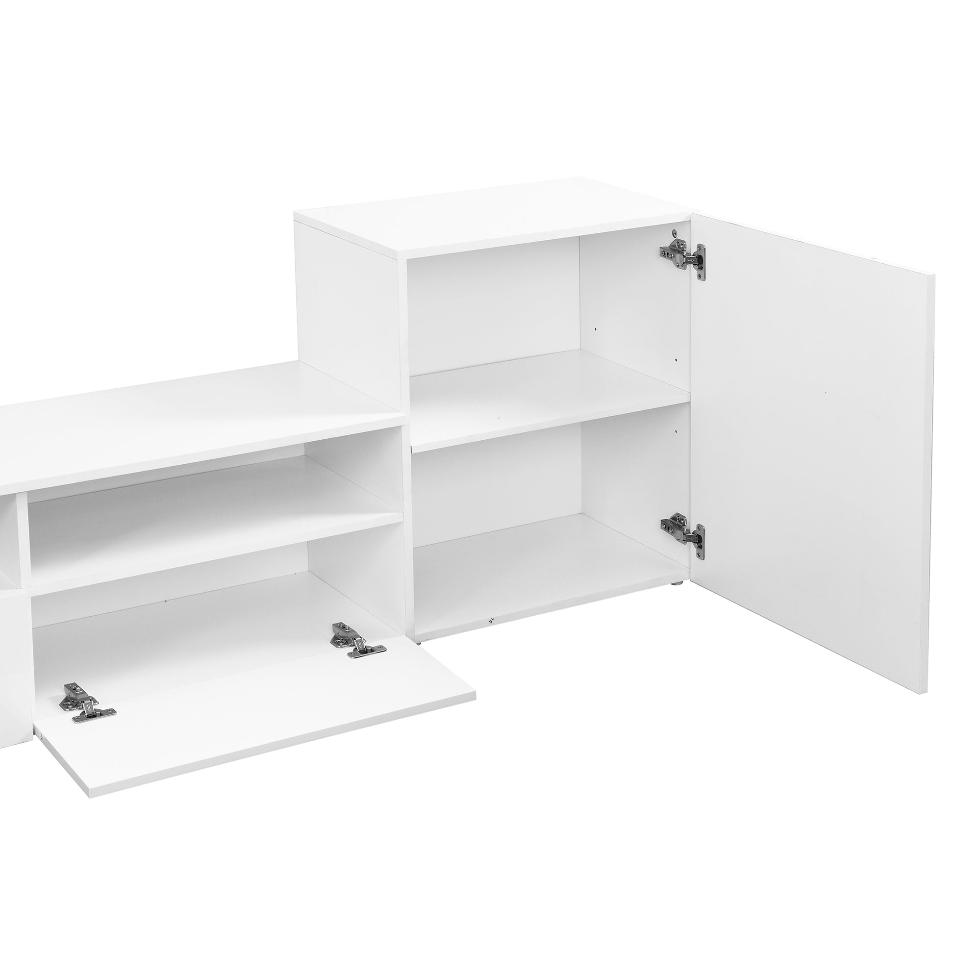 High Gloss Tv Stand With Large Storage Space, Media Console For Tvs Up To 78", Versatile Entertainment Center With Wall Mounted Floating Storage Cabinets For Living Room, White White Primary Living Space 70 79 Inches 70 79 Inches Mdf