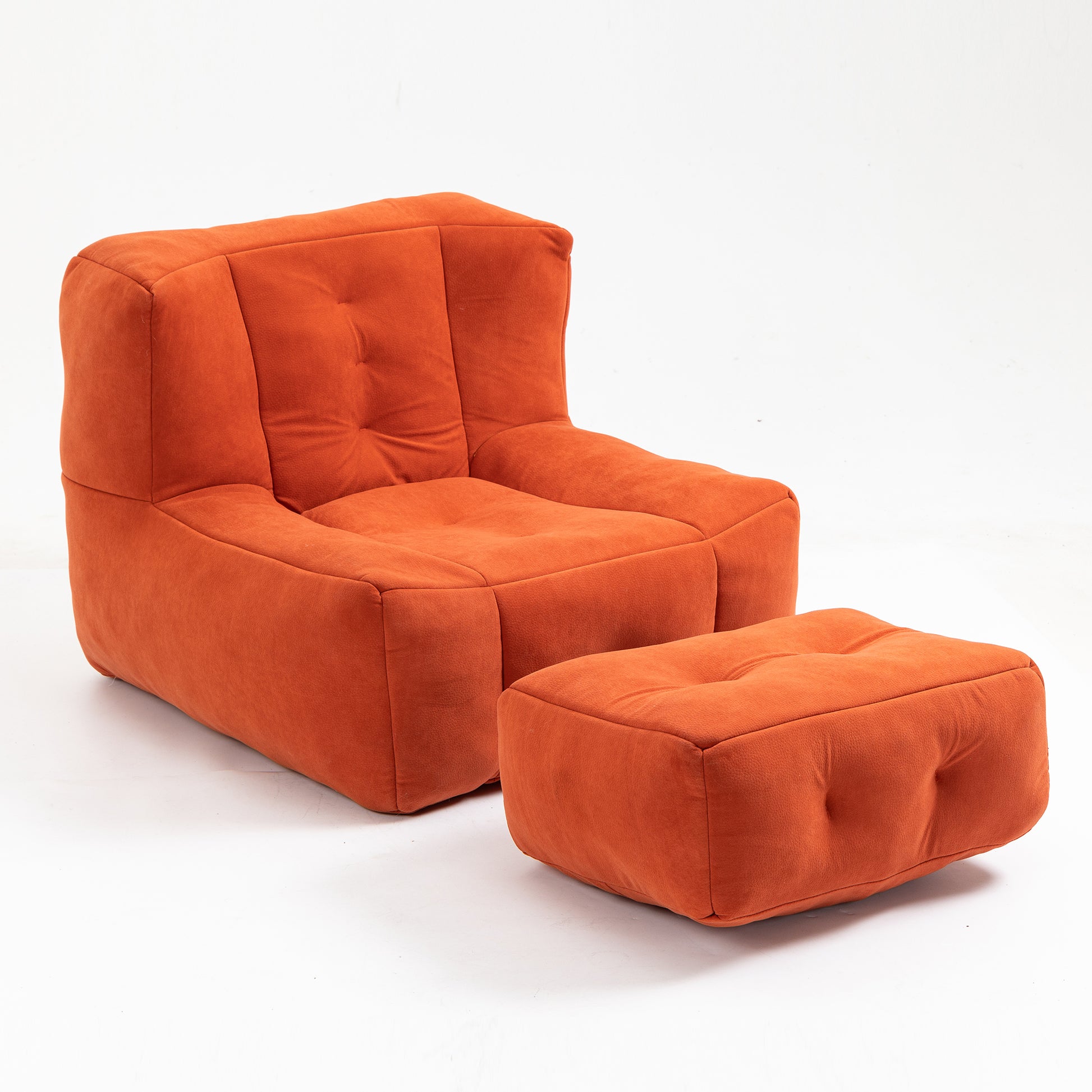 Fluffy Bean Bag Chair, Comfortable Bean Bag For Adults And Children, Super Soft Lazy Sofa Chair With Memory Foam And Ottoman, Indoor Modern Focus Bean Bag Chair For Living Room, Bedroom, Apartment Red Velvet