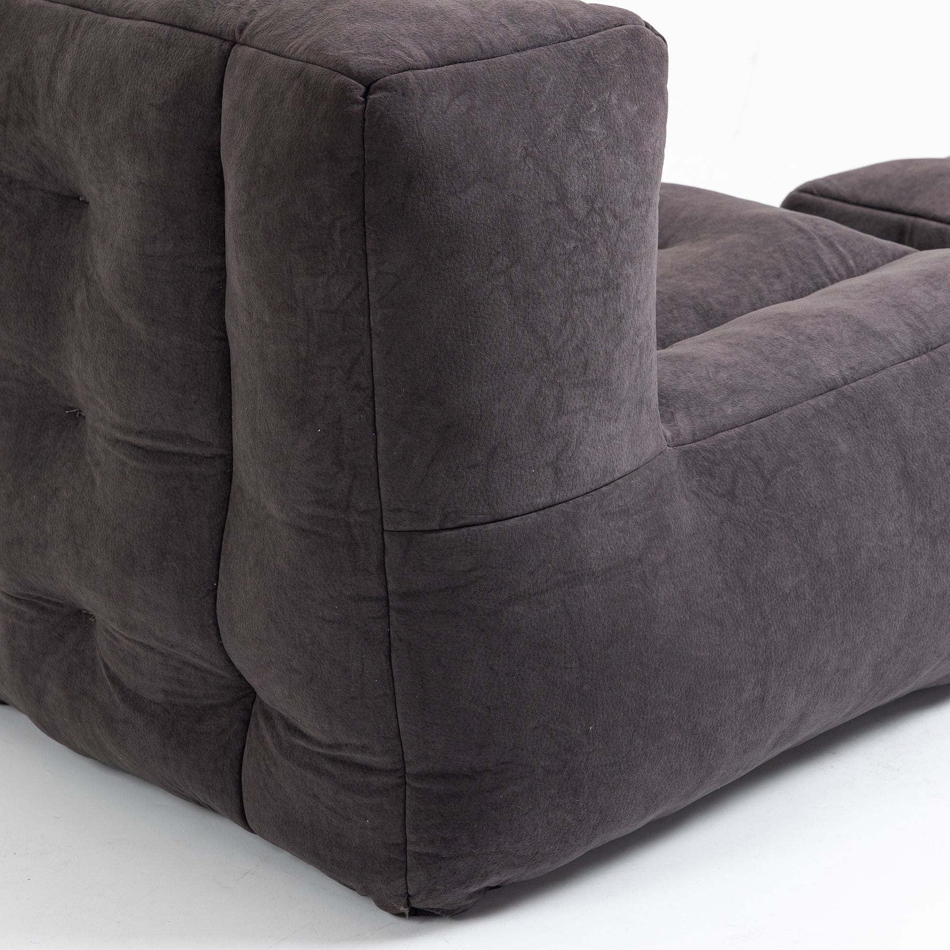 Fluffy Bean Bag Chair, Comfortable Bean Bag For Adults And Children, Super Soft Lazy Sofa Chair With Memory Foam And Ottoman, Indoor Modern Focus Bean Bag Chair For Living Room, Bedroom, Apartment Black Velvet