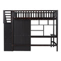 Twin Size Loft Bed With Bookshelf,Drawers,Desk,And Wardrobe Espresso Twin Espresso Solid Wood Mdf