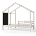 Twin House Bed With Blackboard And Drawers, Two Assembly Options, White Twin White Wood