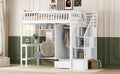 Twin Size Loft Bed With Bookshelf,Drawers,Desk,And Wardrobe White Twin White Solid Wood Mdf