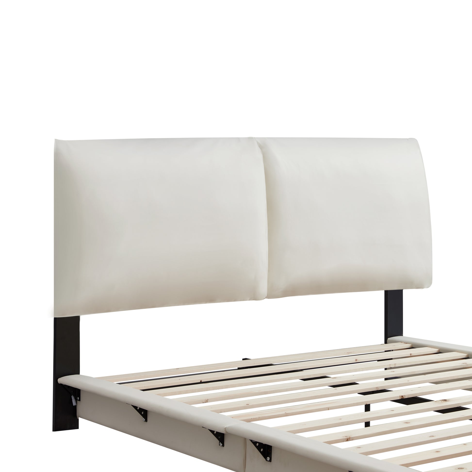 Full Size Upholstered Platform Bed With Sensor Light And Ergonomic Design Backrests, White White Upholstered