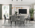 Contemporary Sleek Design Dining Set 7Pc Dining Table And Gray Velvet Chairs Stunning Sintered Stone Tabletop Metal Frame Dining Furniture Metal Black Multi Seats 6 Metal Dining Room Contemporary,Modern Rectangular Dining Table With Chair Metal