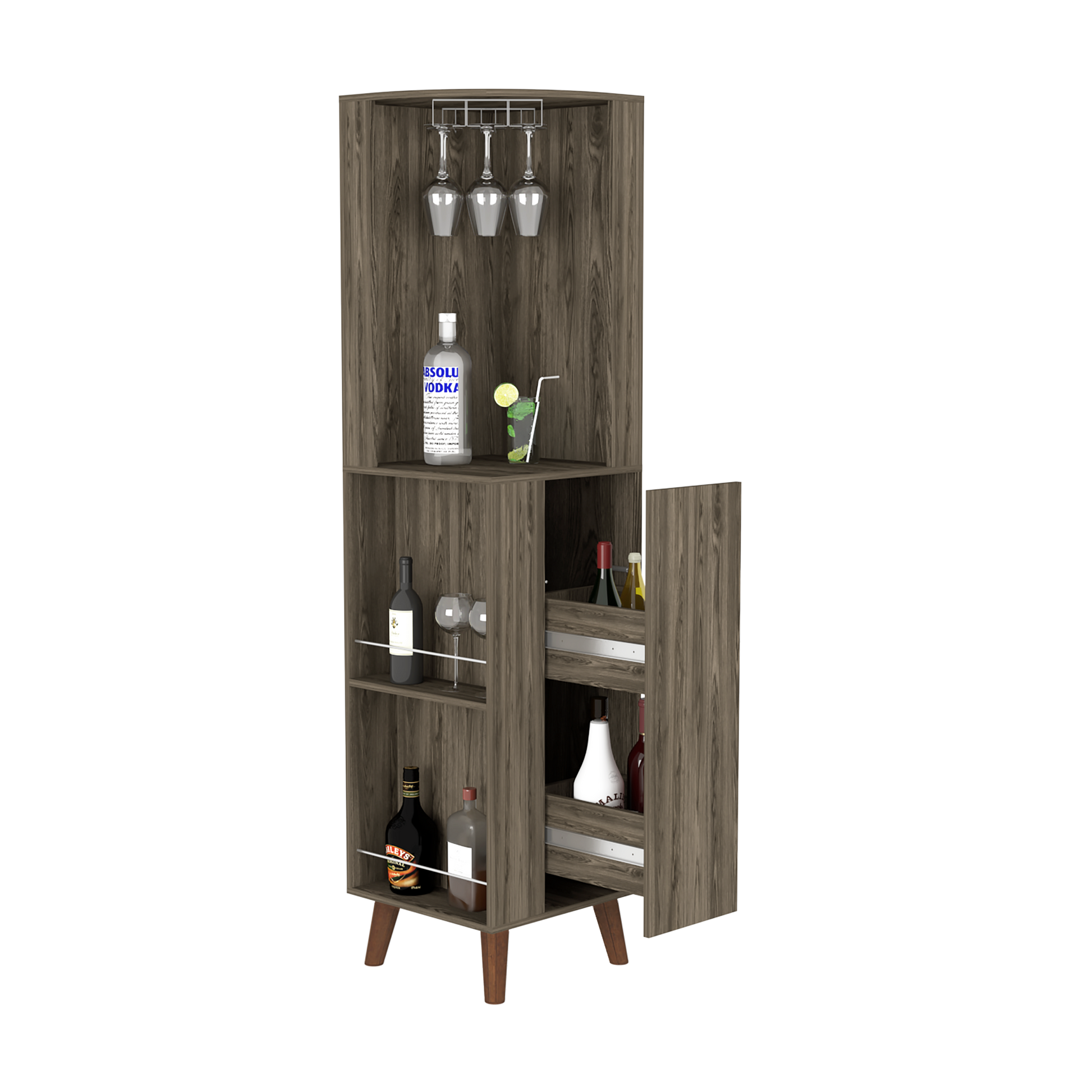 Corner Bar Cabinet Plex, Living Room, Dark Brown Dark Brown Particle Board Particle Board