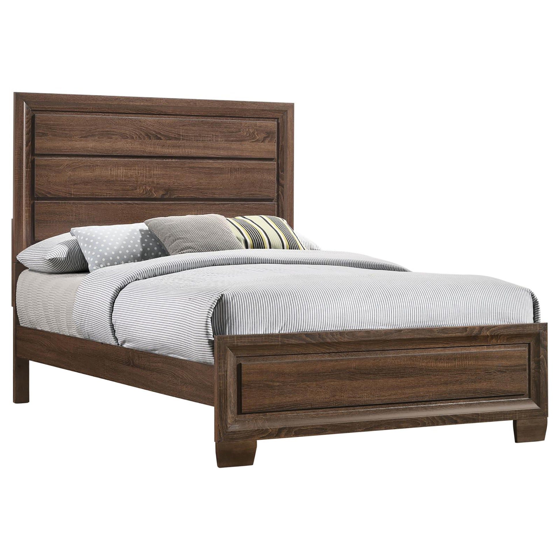 Warm Brown Medium Queen Bed Box Spring Required Queen Brown Wood Brown Bedroom Transitional Rubberwood Panel Wood