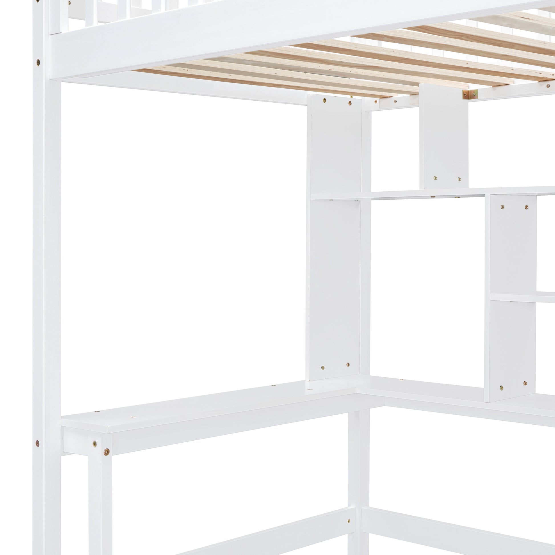 Twin Size Loft Bed With Bookshelf,Drawers,Desk,And Wardrobe White Twin White Solid Wood Mdf